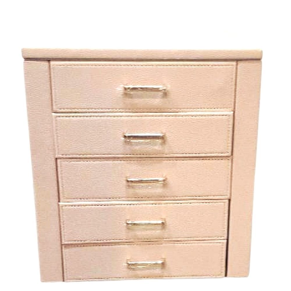 At Home 5-Drawer Pink Leather Jewelry Organizer